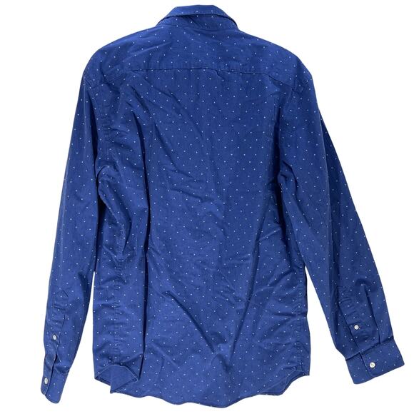 Old Navy Button Up Shirt Men Size L Blue All Over Print Long Sleeves Cotton - Picture 2 of 6